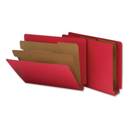Deluxe Six-Section Colored Pressboard End Tab Classification Folders, 2 Dividers, Letter Size, Bright Red, 10/Box1