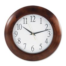 Round Wood Wall Clock, 12.75" Overall Diameter, Cherry Case, 1 AA (sold separately)1