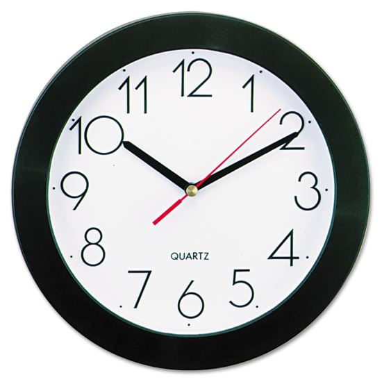 Bold Round Wall Clock, 9.75" Overall Diameter, Black Case, 1 AA (sold separately)1