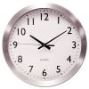 Brushed Aluminum Wall Clock, 12" Overall Diameter, Silver Case, 1 AA (sold separately)1