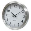 Brushed Aluminum Wall Clock, 12" Overall Diameter, Silver Case, 1 AA (sold separately)2