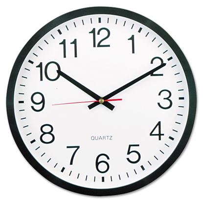 Classic Round Wall Clock, 12.63" Overall Diameter, Black Case, 1 AA (sold separately)1