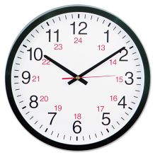 24-Hour Round Wall Clock, 12.63" Overall Diameter, Black Case, 1 AA (sold separately)1