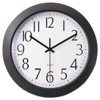Whisper Quiet Clock, 12" Overall Diameter, Black Case, 1 AA (sold separately)1