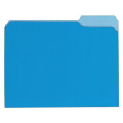 Deluxe Colored Top Tab File Folders, 1/3-Cut Tabs, Letter Size, Blue/Light Blue, 100/Box1