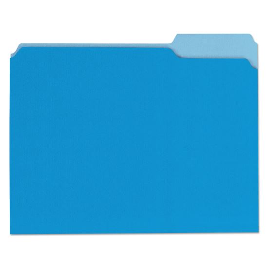 Deluxe Colored Top Tab File Folders, 1/3-Cut Tabs, Letter Size, Blue/Light Blue, 100/Box1