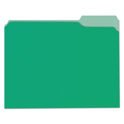 Deluxe Colored Top Tab File Folders, 1/3-Cut Tabs, Letter Size, Green/Light Green, 100/Box1