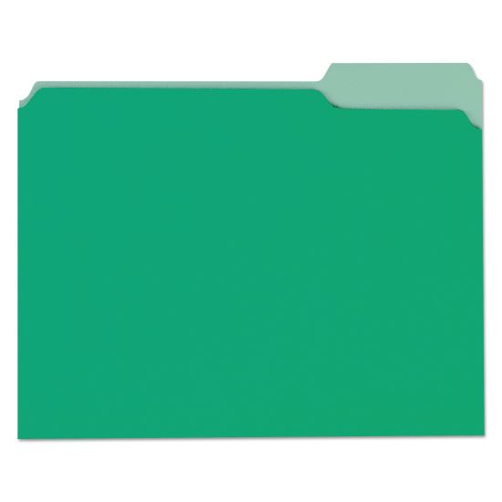 Deluxe Colored Top Tab File Folders, 1/3-Cut Tabs, Letter Size, Green/Light Green, 100/Box1