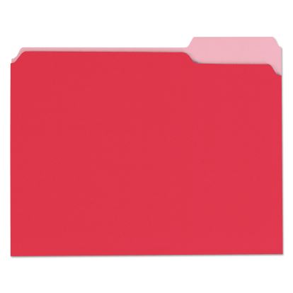 Deluxe Colored Top Tab File Folders, 1/3-Cut Tabs, Letter Size, Red/Light Red, 100/Box1