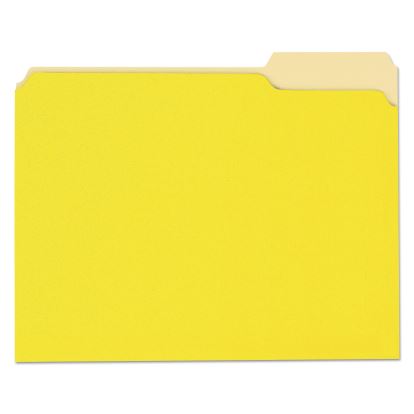 Deluxe Colored Top Tab File Folders, 1/3-Cut Tabs, Letter Size, Yellowith Light Yellow, 100/Box1