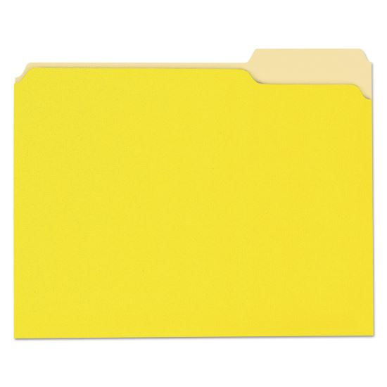 Deluxe Colored Top Tab File Folders, 1/3-Cut Tabs: Assorted, Letter Size, Yellow/Light Yellow, 100/Box1