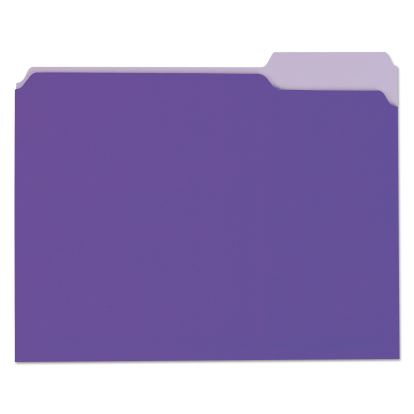 Deluxe Colored Top Tab File Folders, 1/3-Cut Tabs: Assorted, Letter Size, Violet/Light Violet, 100/Box1