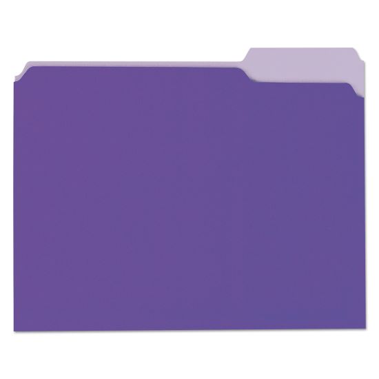 Deluxe Colored Top Tab File Folders, 1/3-Cut Tabs, Letter Size, Violet/Light Violet, 100/Box1