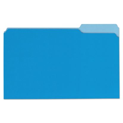 Deluxe Colored Top Tab File Folders, 1/3-Cut Tabs: Assorted, Legal Size, Blue/Light Blue, 100/Box1