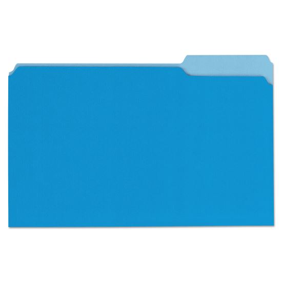 Deluxe Colored Top Tab File Folders, 1/3-Cut Tabs, Legal Size, Blue/Light Blue, 100/Box1