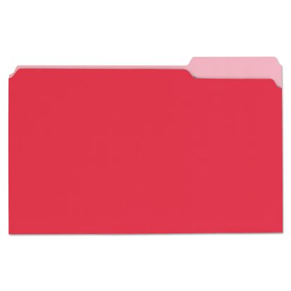 Deluxe Colored Top Tab File Folders, 1/3-Cut Tabs, Legal Size, Red/Light Red, 100/Box1