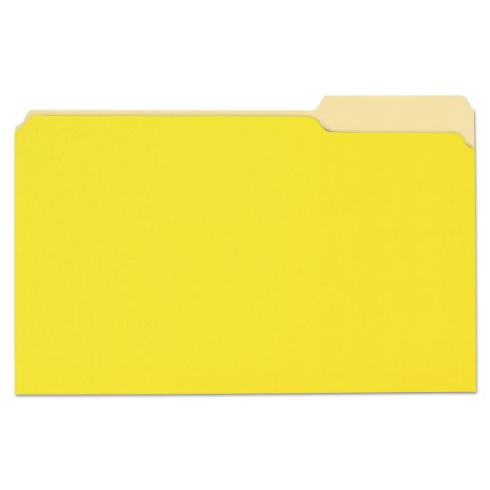 Deluxe Colored Top Tab File Folders, 1/3-Cut Tabs: Assorted, Legal Size, Yellow/Light Yellow, 100/Box1