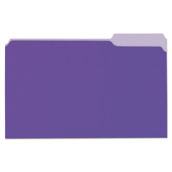 Deluxe Colored Top Tab File Folders, 1/3-Cut Tabs: Assorted, Legal Size, Violet/Light Violet, 100/Box1