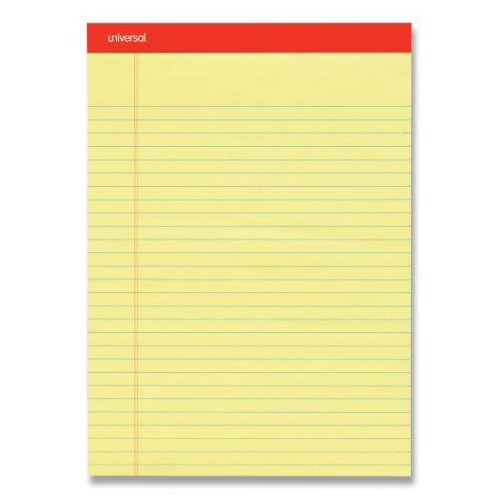 Perforated Ruled Writing Pads, Wide/Legal Rule, Red Headband, 50 Canary-Yellow 8.5 x 11.75 Sheets, Dozen1