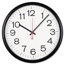 Indoor/Outdoor Round Wall Clock, 13.5" Overall Diameter, Black Case, 1 AA (sold separately)1