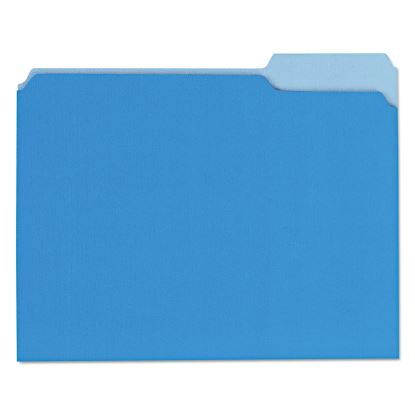 Interior File Folders, 1/3-Cut Tabs: Assorted, Letter Size, 11-pt Stock, Blue, 100/Box1