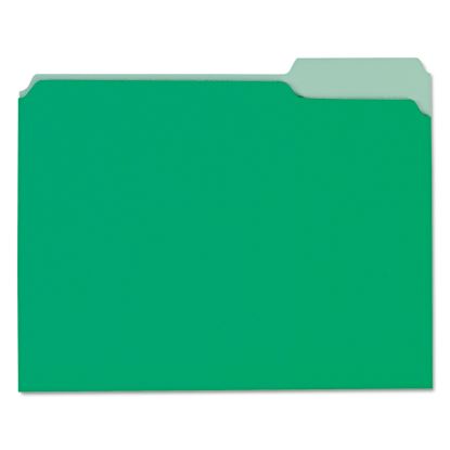 Interior File Folders, 1/3-Cut Tabs: Assorted, Letter Size, 11-pt Stock, Green, 100/Box1