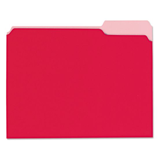 Interior File Folders, 1/3-Cut Tabs: Assorted, Letter Size, 11-pt Stock, Red, 100/Box1