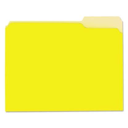 Interior File Folders, 1/3-Cut Tabs: Assorted, Letter Size, 11-pt Stock, Yellow, 100/Box1