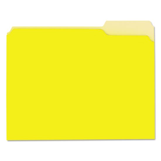 Interior File Folders, 1/3-Cut Tabs: Assorted, Letter Size, 11-pt Stock, Yellow, 100/Box1