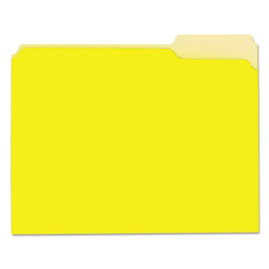 Interior File Folders, 1/3-Cut Tabs, Letter Size, Yellow, 100/Box1