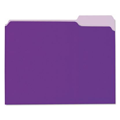Interior File Folders, 1/3-Cut Tabs: Assorted, Letter Size, 11-pt Stock, Violet, 100/Box1