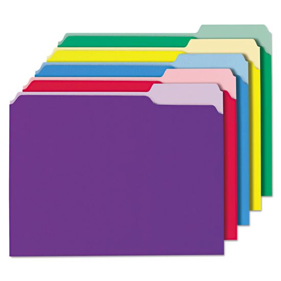 Interior File Folders, 1/3-Cut Tabs, Letter Size, Assorted, 100/Box1