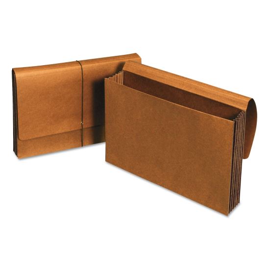 Extra Wide Expanding Wallets, 5.25" Expansion, 1 Section, Elastic Cord Closure, Legal Size, Redrope1
