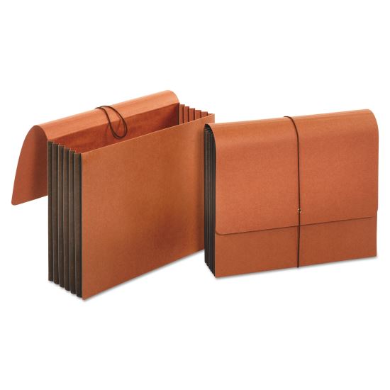 Extra Wide Expanding Wallets, 5.25" Expansion, 1 Section, Elastic Cord Closure, Letter Size, Redrope1