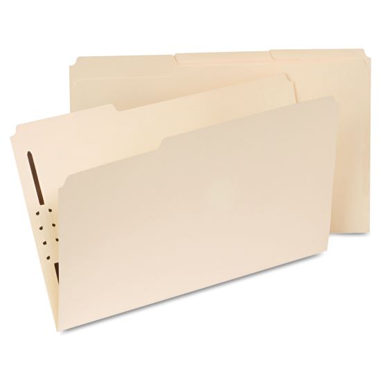 Reinforced Top Tab Fastener Folders, 1 Fastener, Legal Size, Manila Exterior, 50/Box1