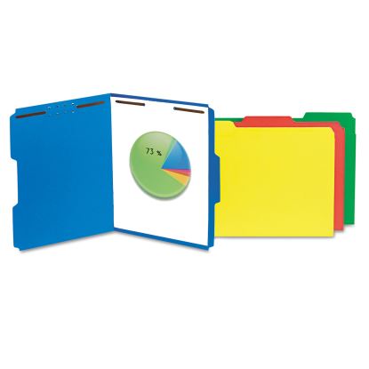 Deluxe Reinforced Top Tab Fastener Folders, 2 Fasteners, Letter Size, Blue Exterior, 50/Box1