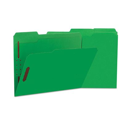 Deluxe Reinforced Top Tab Fastener Folders, 2 Fasteners, Letter Size, Green Exterior, 50/Box1