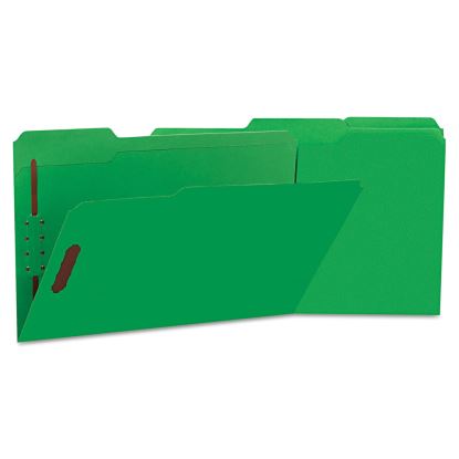 Deluxe Reinforced Top Tab Fastener Folders, 2 Fasteners, Legal Size, Green Exterior, 50/Box1