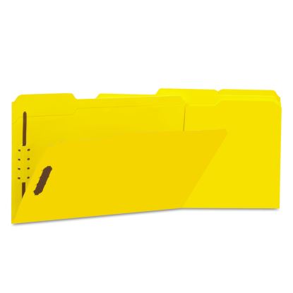 Deluxe Reinforced Top Tab Fastener Folders, 2 Fasteners, Legal Size, Yellow Exterior, 50/Box1