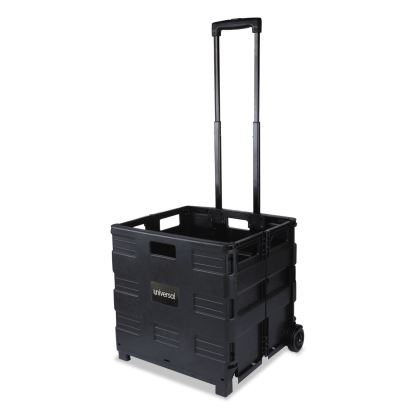 Collapsible Mobile Storage Crate, Plastic, 18.25 x 15 x 18.25 to 39.37, Black1