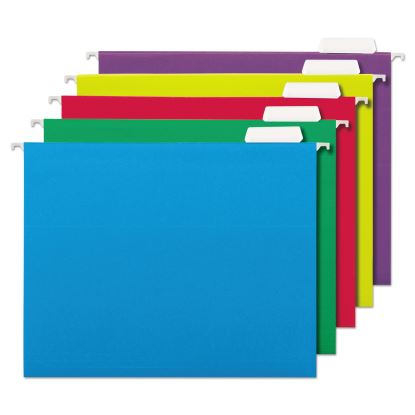 Deluxe Bright Color Hanging File Folders, Letter Size, 1/5-Cut Tabs, Assorted Colors, 25/Box1