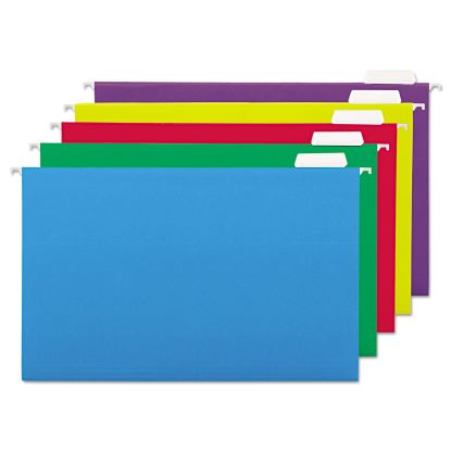 Deluxe Bright Color Hanging File Folders, Legal Size, 1/5-Cut Tab, Assorted, 25/Box1