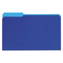 Interior File Folders, 1/3-Cut Tabs: Assorted, Legal Size, 11-pt Stock, Blue, 100/Box1