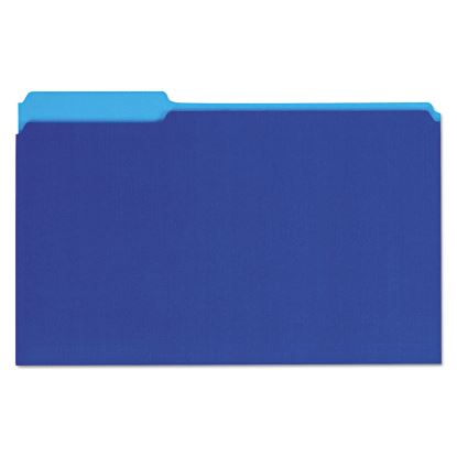 Interior File Folders, 1/3-Cut Tabs: Assorted, Legal Size, 11-pt Stock, Blue, 100/Box1