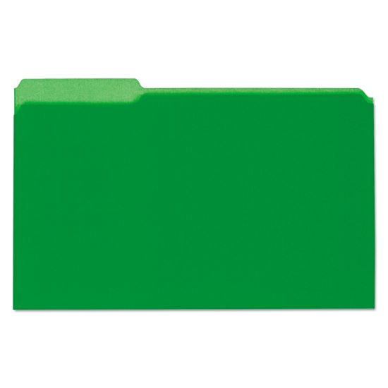 Interior File Folders, 1/3-Cut Tabs, Legal Size, Green, 100/Box1