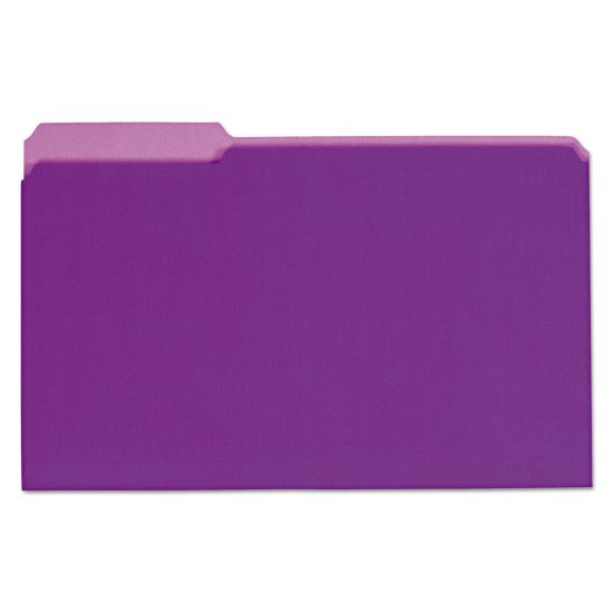 Interior File Folders, 1/3-Cut Tabs: Assorted, Legal Size, 11-pt Stock, Violet, 100/Box1