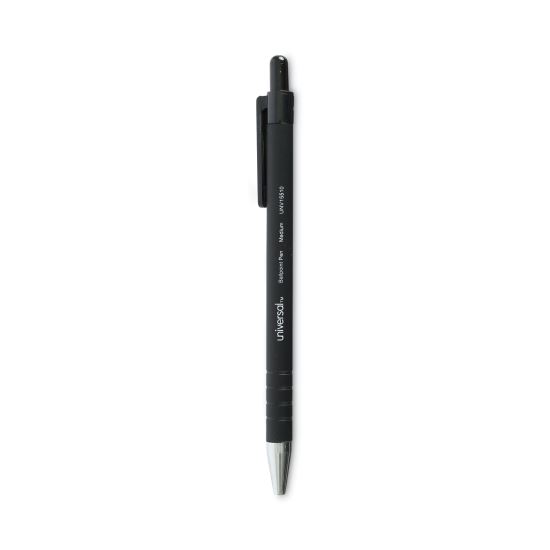 Ballpoint Pen, Retractable, Medium 1 mm, Black Ink, Black Barrel, Dozen1