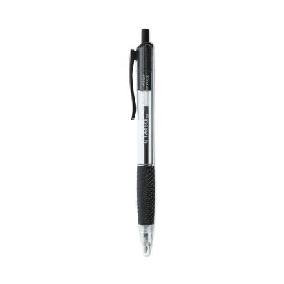 Comfort Grip Ballpoint Pen, Retractable, Medium 1 mm, Black Ink, Clear Barrel, Dozen1