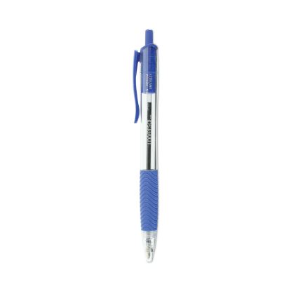 Comfort Grip Ballpoint Pen, Retractable, Medium 1 mm, Blue Ink, Clear Barrel, Dozen1