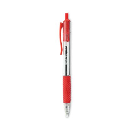 Comfort Grip Ballpoint Pen, Retractable, Medium 1 mm, Red Ink, Clear Barrel, Dozen1